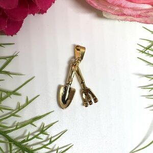 NEW⚜️Gold Gardening Tools Charm Pendant
